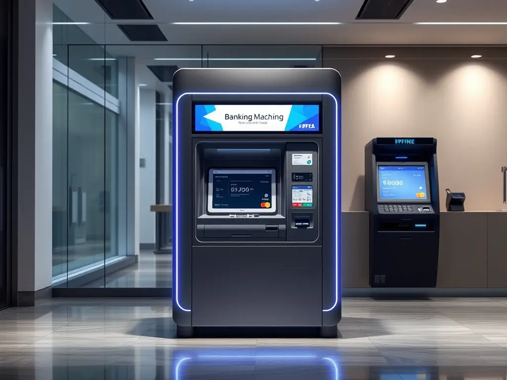 An image depicting a premium ATM processing a transaction quickly and efficiently, emphasizing its high-speed capabilities and seamless user experience.