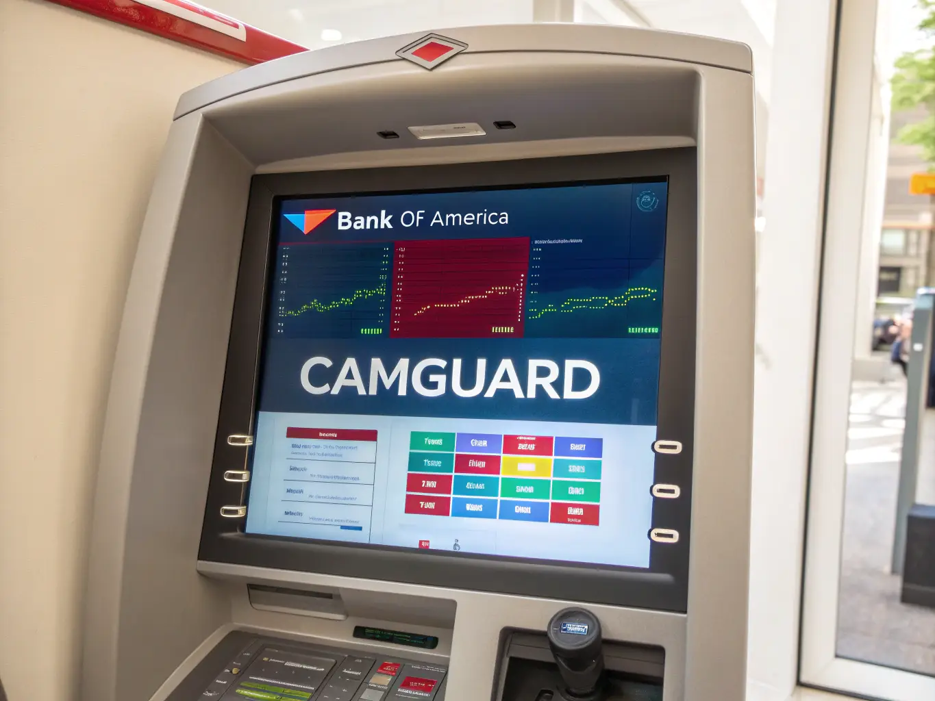 A high-resolution image showcasing the advanced touchscreen interface of a premium ATM, highlighting its user-friendly design and modern aesthetics.